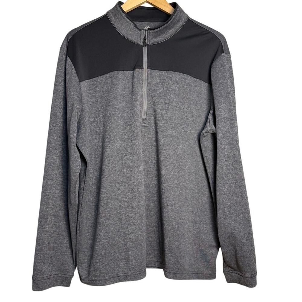 ADIDAS Golf Men Lightweight UPF 1/4 Zip Pullover Gray Black Sweatshirt, Size L